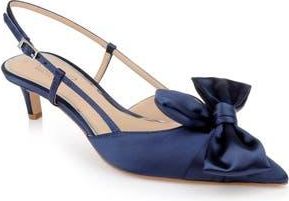Badgley Mischka Shoshana Pointed Toe Slingback Pump in Navy Satin at Nordstrom Rack, Size 6.5