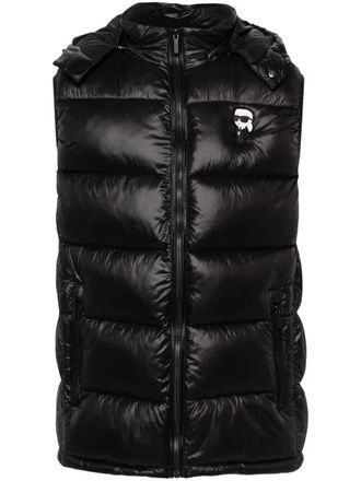 Karl Lagerfeld Ikonik Karl-appliqu&eacute; padded gilet - men - Polyamide/Polyamide - 50 - Black