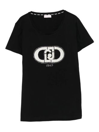 Liu Jo embellished-logo T-shirt - Black