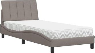 vidaXL Cama Con Colch&oacute;n Tela Gris Taupe 90x200 Cm Vidaxl