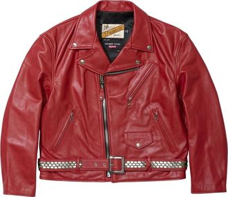 SUPREME FW25 x Number (N)ine Schott Perfecto Leather Jacket Red FW25J51-RED