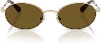 Swarovski 53mm Oval Sunglasses in Pale Gold /Light Brown at Nordstrom