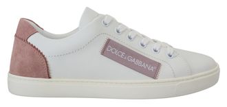 Dolce & Gabbana Witte Roze Leren Lage Sneakers Dameschoenen