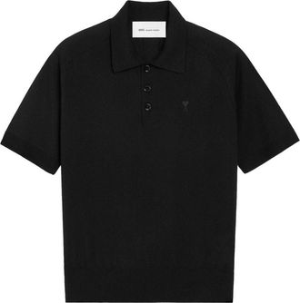 Ami Short-Sleeve Polo Shirt with Chest Embroidery