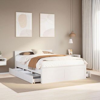 vidaXL Vidaxl - Cama Con Cabecero Sin Colch&oacute;n Madera Maciza Blanca 150x200 Cm