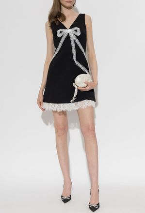 Self Portrait Dress With Lace Trim, Womens, Black