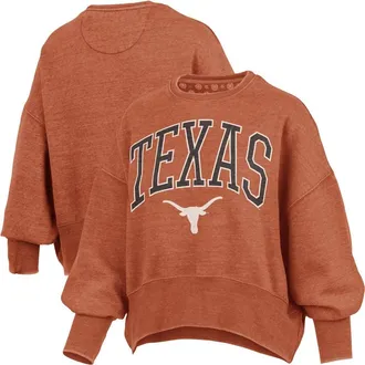 Pressbox Womens Pressbox Texas Orange Texas Longhorns Oversized Waist-Length Crewneck Sweatshirt in Burnt Orange at Nordstrom, Size Xx-Large