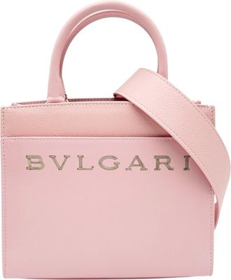 Bulgari Pink Leather Handbag Shoulder Bag Tote Bag (Pre-Owned)