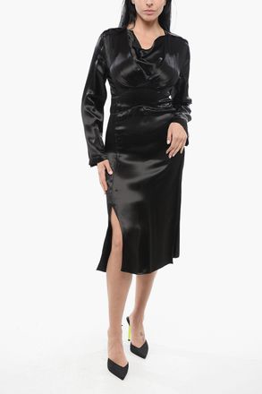 Bottega Veneta Satin Dress with V-Neck Bottega Veneta