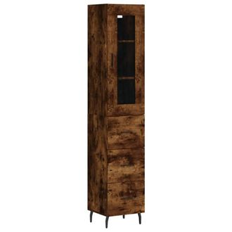 Berkfield Home Highboard Smoked Oak 34.5x34x180 cm Engineered Wood in Brown