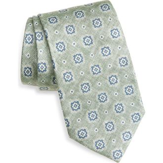 Jack Victor Pearson Medallion Silk Tie in Sage at Nordstrom