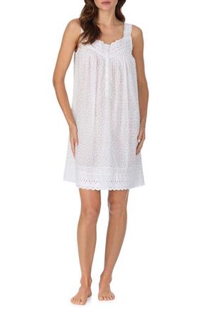 Eileen West Lace Eyelet Cotton Chemise in Rosebud at Nordstrom, Size X-Small