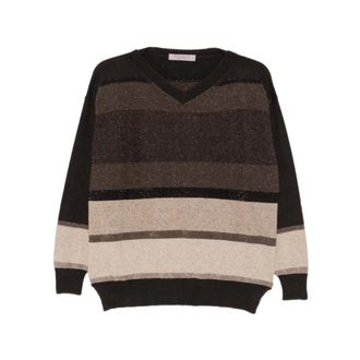 D.exterior Maglione con Glitter e Righe - - Knitwear - Donna - Marrone - S