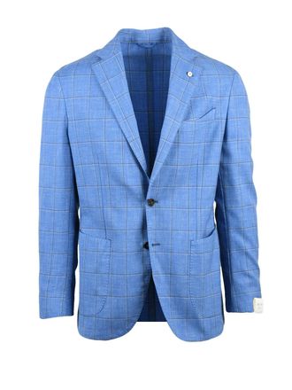 L.B.M. 1911 Light Blue Wool Polyamide Linen Rounded Jacket