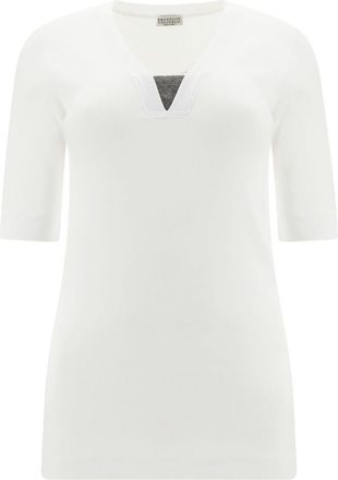Brunello Cucinelli Front Insert Detailed Slim Fit Top