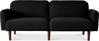 Best Choice Products Curved Convertible Futon, Boucle Fabric Split-Back Sleeper Bed