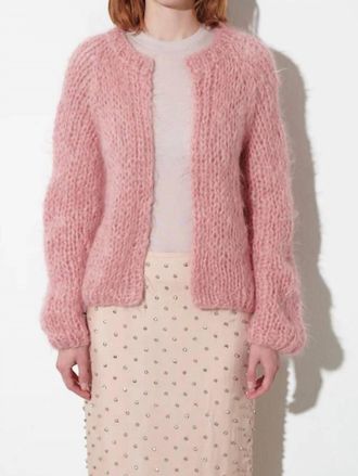 Maiami Womens Wool Alpaca Small Cardigan In Antique Rose