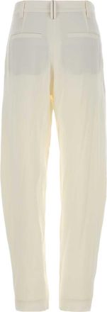Brunello Cucinelli Womens Silk Crepe Trousers White