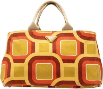 Prada Pre-owned Handbags, female, Multicolor, Size: ONE SIZE Pre-owned Printed Canvas Tote