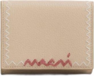 Marni Womens Tumbled Leather Folded Wallet In Beige