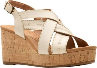 Clarks Sabina Sling Leather Wedge Sandal