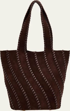 SIMKHAI Talia Leather Whipstitch Suede Bucket Bag