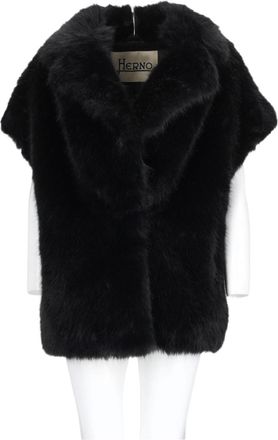 Herno Black Short Plush Polyester Jacket