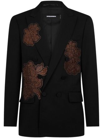 Dsquared2 rhinestone-embellished double-breasted blazer - men - Polyester/Virgin Wool/Polyester - 46 - Black