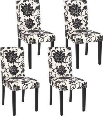 Hhg Hhg - Lote De 4 Sillas De Comedor Silla De Cocina Littau, Textil, Jacquard, Patas Oscuras