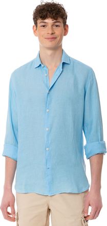 MC2 Saint Barth Man Light Blue Linen Pamplona Shirt