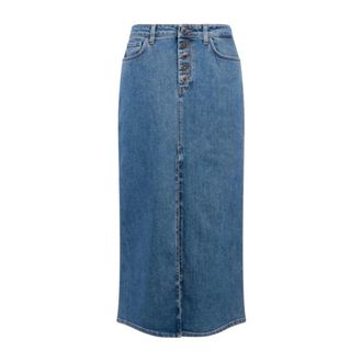 Dondup Denim Skirts, female, Blue, Size: W26 Long Stretch Denim Skirt