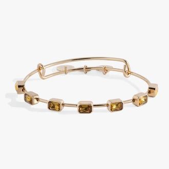 Alex and Ani November Birthstone Emerald Cut Bangle in Gold at Nordstrom