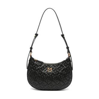 Pinko Black Love Schoudertas - Dames - Schoudertassen - Zwart - ONE Size - Leer - Tassen
