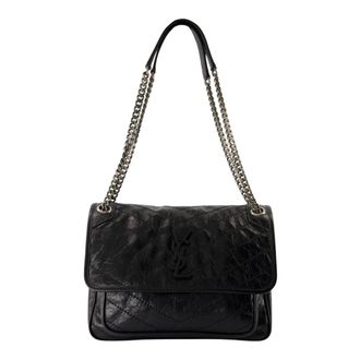 Saint Laurent Niki Black Leather Shoulder Bag - female - Saint Laurent - Shoulder Bags - Black - ONE SIZE - Bags
