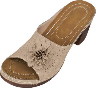 Generic Sandals for Women Womens Slippers Flower High Heel 2026 Summer Leisure Fish Mouth Thick Heel Womens Sandals Casual Slippers Boot Indoor Outdoor Slides