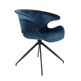 Zuiver Silla de terciopelo elegante en azul