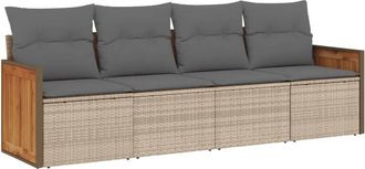 vidaXL Juego De Sof&aacute;s Jard&iacute;n Con Cojines 4 Pzas Rat&aacute;n Sint&eacute;tico Beige Vidaxl