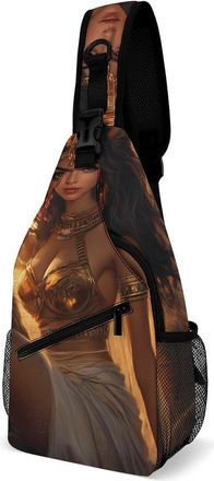 Generic Egyptian Lion And Beauty Mens Crossbody Chest Sling Bag for Travel Hiking Lightweight Shoulder Bags with Small Side