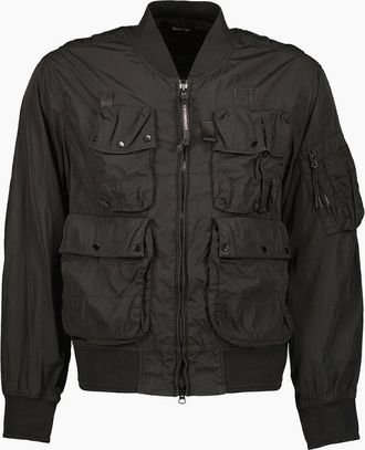 C.P. Company Mens Chrome-R Multi-Pocket Bomber Jacket - Black - Size: 38/Regular