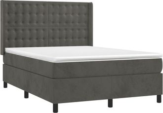 vidaXL Cama Box Spring Con Colch&oacute;n Terciopelo Gris Oscuro 140x200 Cm Vidaxl