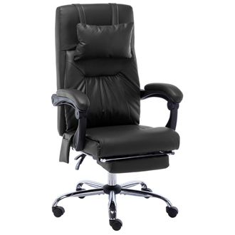 vidaXL Silla De Oficina De Masaje De Cuero Sint&eacute;tico Negra Vidaxl