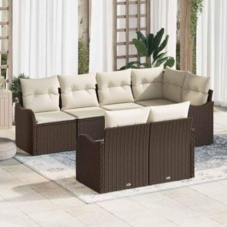vidaXL Vidaxl - Conjunto De Sof&aacute; De Jard&iacute;n Con Coj&iacute;n 7 Pcs Marr&oacute;n Polirat&aacute;n