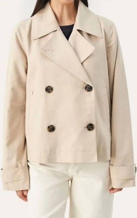 Part Two Sifs Short Trench Jacket In White Pepper