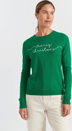 Chinti and Parker Jolly-Green Wool-Cashmere Merry Christmas Sweater