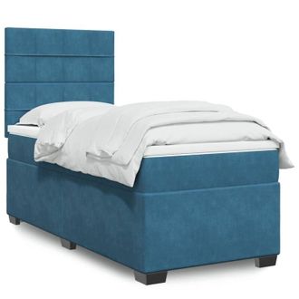 vidaXL Cama Box Spring Con Colch&oacute;n Terciopelo Azul 90x190 Cm Vidaxl