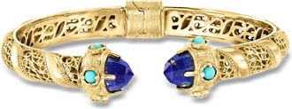Ross-Simons Lapis and Turquoise Cuff Bracelet in 18kt Gold Over Sterling