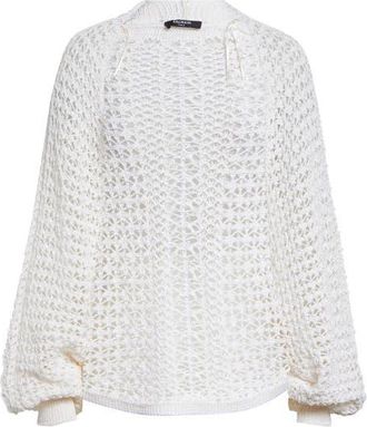 Balmain Dentelle Batwing Cardigan in 0Ka Natural at Nordstrom, Size 10 Us