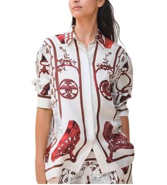 Herm&egrave;s Printed Silk Shirt Size L