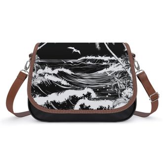 Generic Palm Tree Black Crossbody Bags for Women Shoulder Messenger Bag Purse Handbags