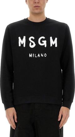 Msgm Black Regular Logo Sweatshirt